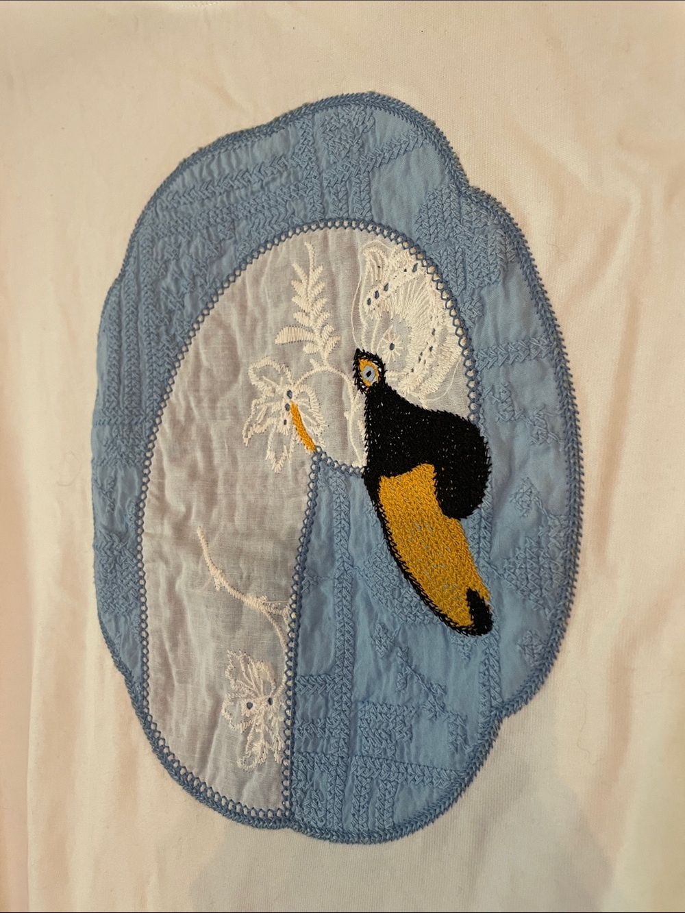 Tricia Fix x Free People White Short Sleeve Tee with Goose Patch SzM NWT - Picture 5 of 11